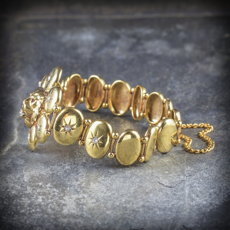 ANTIQUE VICTORIAN DIAMOND LION BRACELET 18CT GOLD CIRCA 1860 SIDE