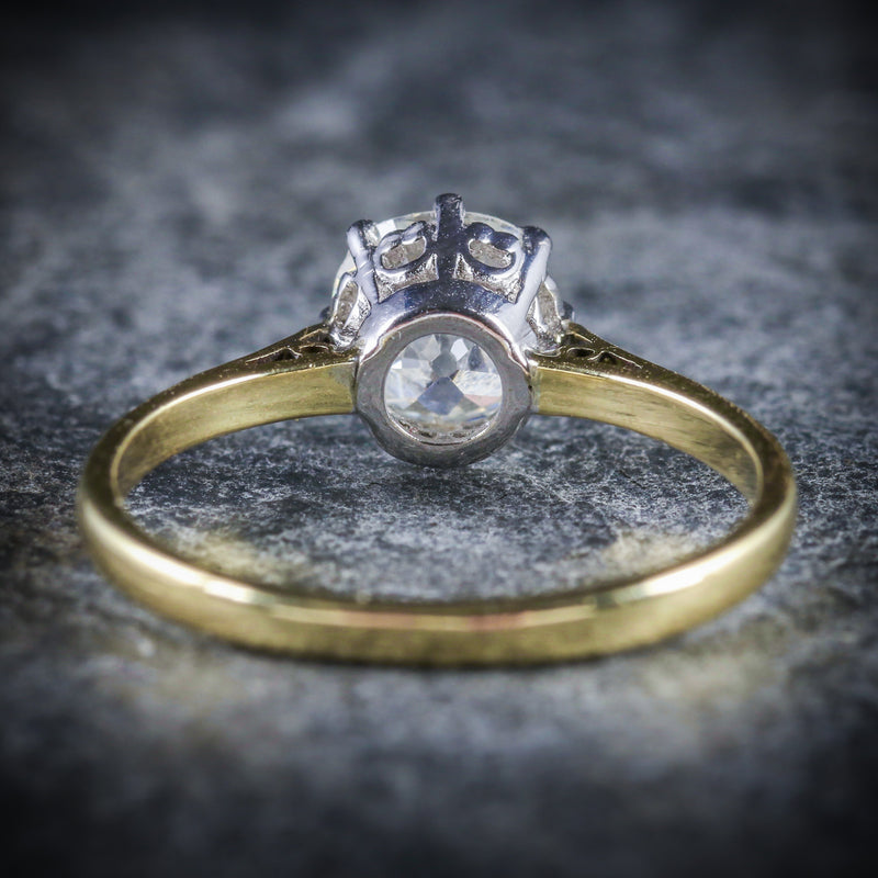 ANTIQUE VICTORIAN DIAMOND RING 1.35CT DIAMOND VVS1 H COLOUR BACK