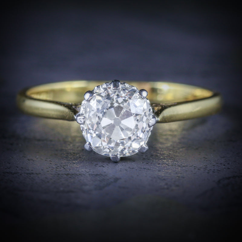 ANTIQUE VICTORIAN DIAMOND RING 1.35CT DIAMOND VVS1 H COLOUR COVER