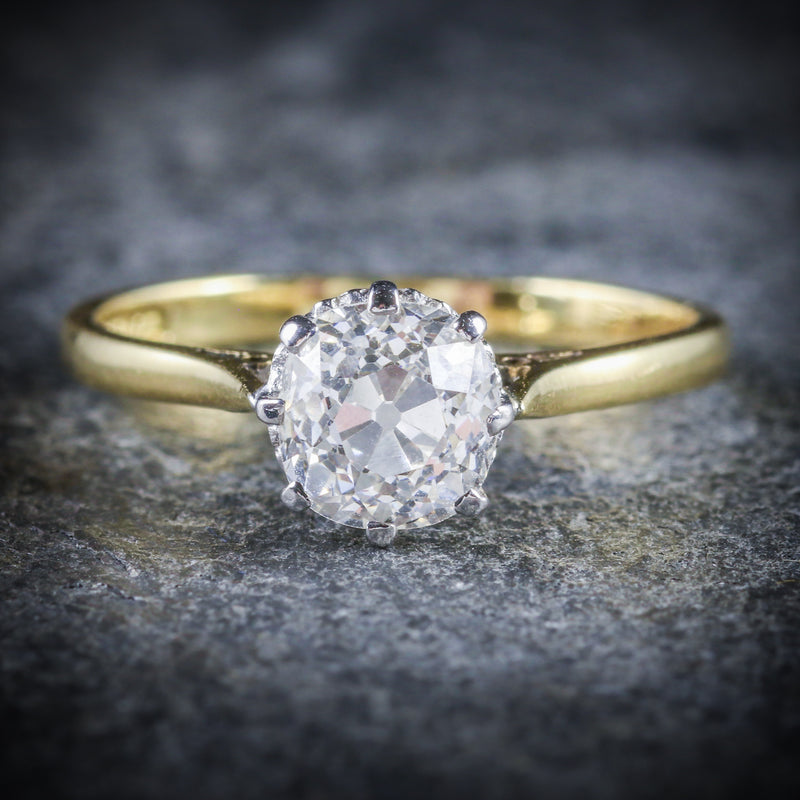 ANTIQUE VICTORIAN DIAMOND RING 1.35CT DIAMOND VVS1 H COLOUR FRONT