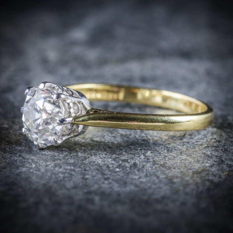 ANTIQUE VICTORIAN DIAMOND RING 1.35CT DIAMOND VVS1 H COLOUR SIDE