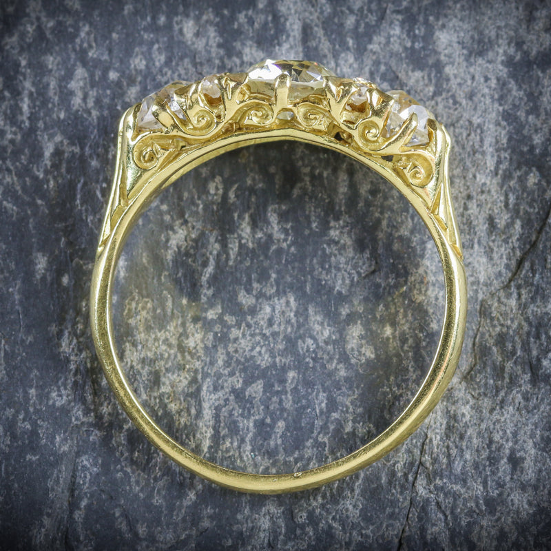 ANTIQUE VICTORIAN DIAMOND RING 18CT GOLD 2.20CT DIAMONDS TOP