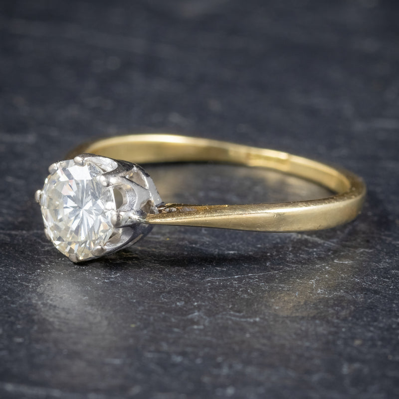Antique Victorian Diamond Solitaire Engagement Ring 18ct Gold Circa 1900 side