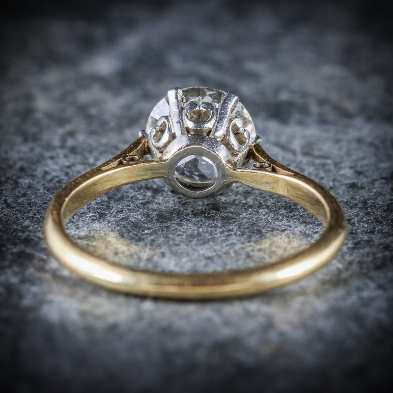 ANTIQUE VICTORIAN DIAMOND SOLITAIRE RING 1.60CT BACK