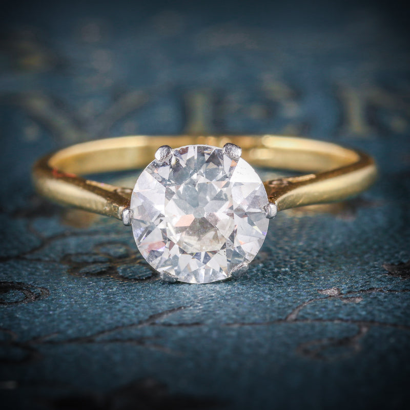 ANTIQUE VICTORIAN DIAMOND SOLITAIRE RING 1.60CT COVER