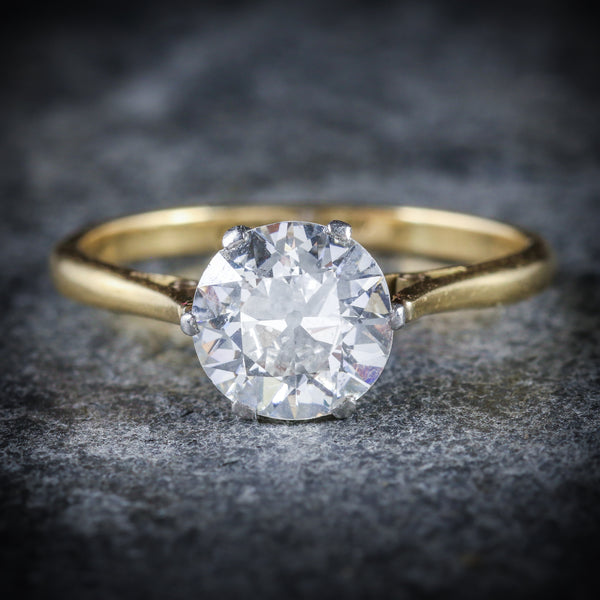 ANTIQUE VICTORIAN DIAMOND SOLITAIRE RING 1.60CT FRONT
