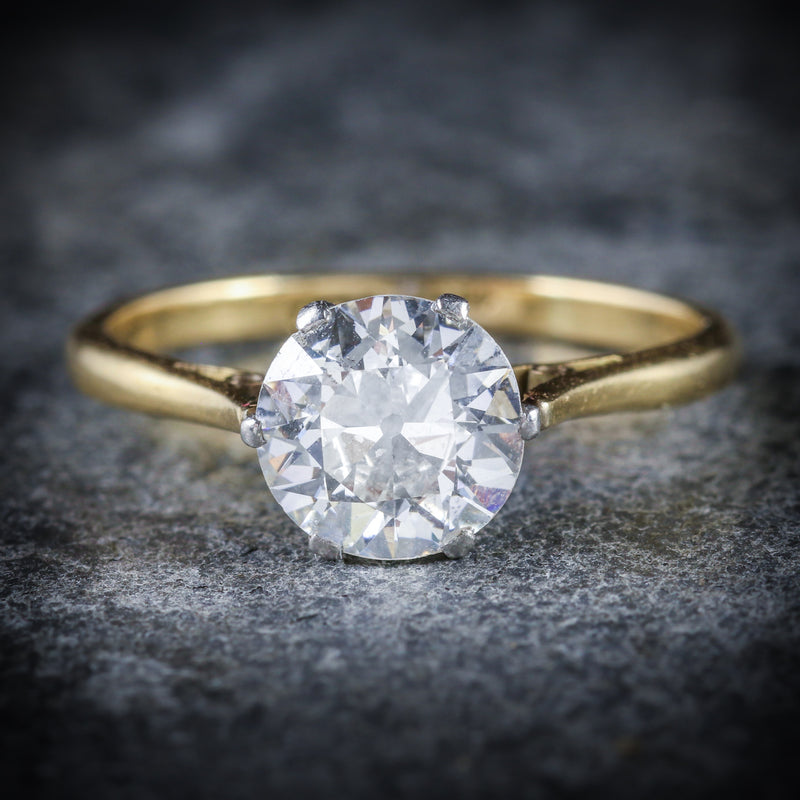 ANTIQUE VICTORIAN DIAMOND SOLITAIRE RING 1.60CT FRONT