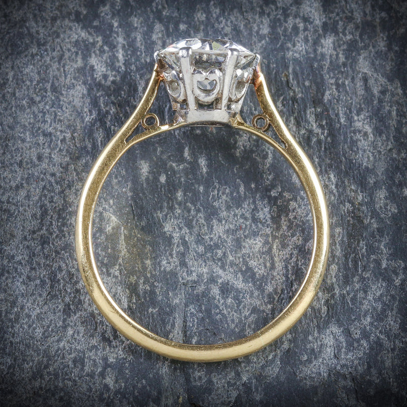 ANTIQUE VICTORIAN DIAMOND SOLITAIRE RING 1.60CT TOP
