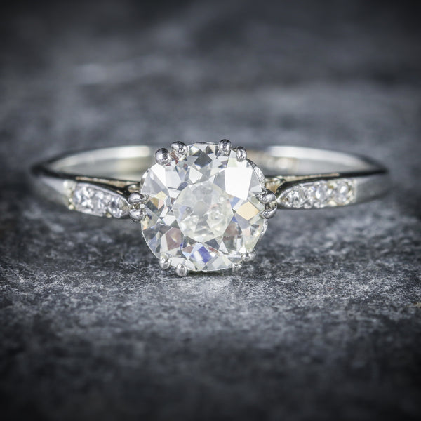 ANTIQUE VICTORIAN DIAMOND SOLITAIRE RING PLATINUM 18CT GOLD CIRCA 1900 FRONT
