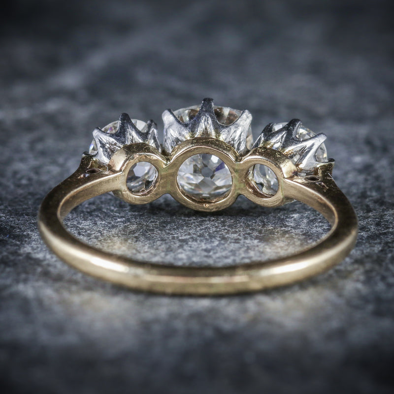 Antique Victorian Diamond Trilogy Ring 18ct Gold Platinum Circa