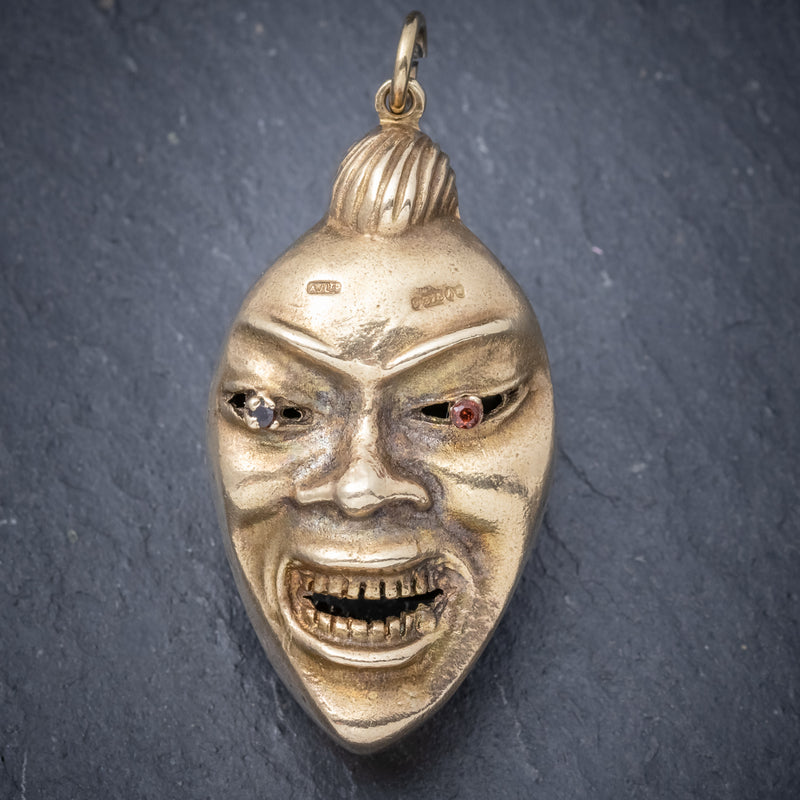 Antique Victorian Double-Sided Face Pendant 9ct Gold Circa 1900  back