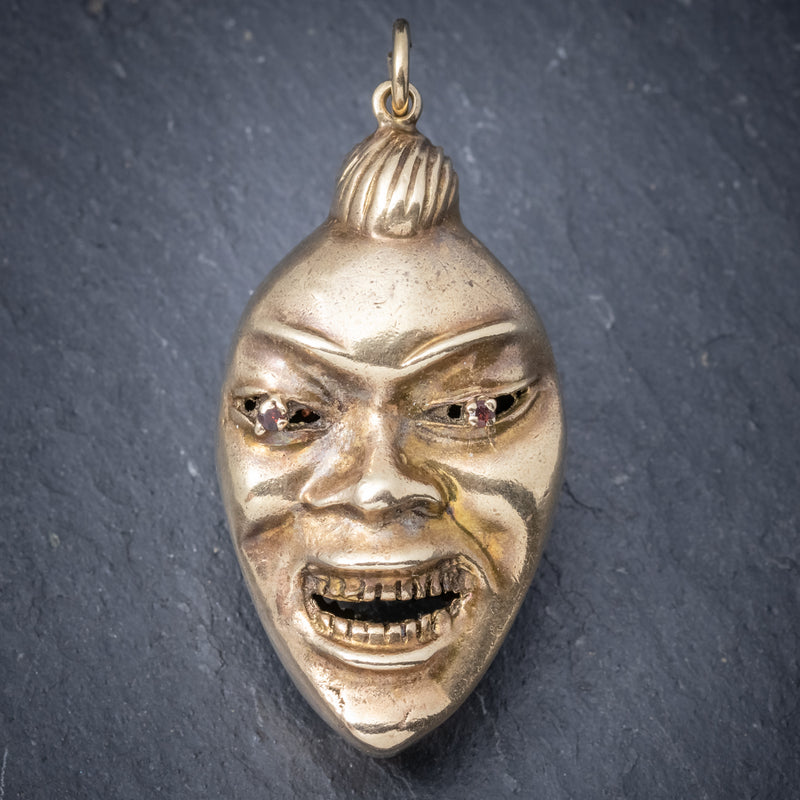 Antique Victorian Double-Sided Face Pendant 9ct Gold Circa 1900  front