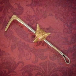 ANTIQUE VICTORIAN FOX RIDING CROP BROOCH 9CT GOLD CIRCA 1880 BOXED COVER