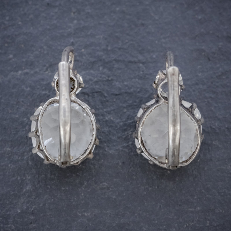 ANTIQUE VICTORIAN FRENCH PASTE EARRINGS SILVER CIRCA 1880 BACK