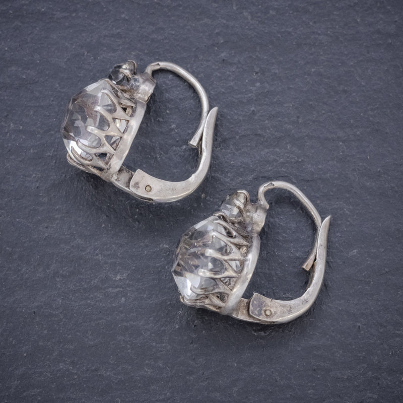 ANTIQUE VICTORIAN FRENCH PASTE EARRINGS SILVER CIRCA 1880 SIDE