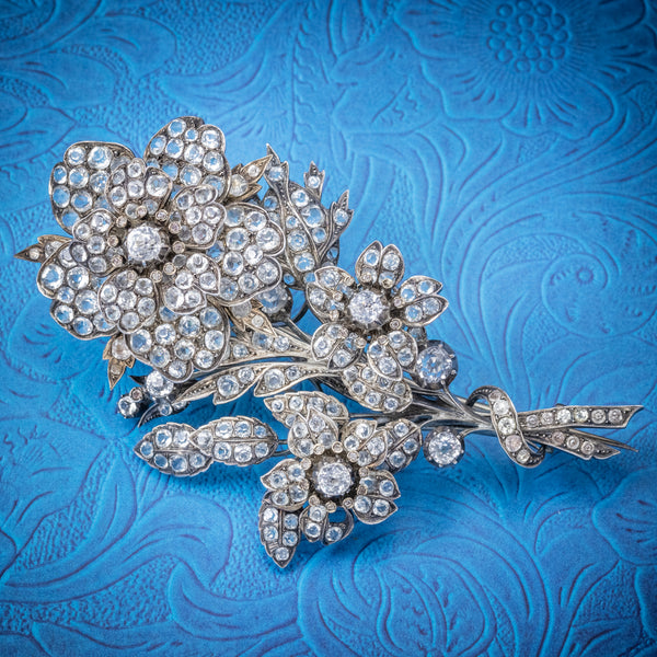 Antique Victorian French Trembler Flower Brooch Paste Stone Silver Circa 1900 cover