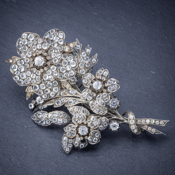 Antique Victorian French Trembler Flower Brooch Paste Stone Silver Circa 1900 front