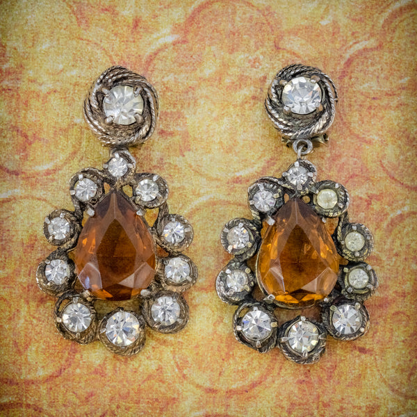 ANTIQUE VICTORIAN GOLDEN PASTE DROP EARRINGS CIRCA 1880 COVER