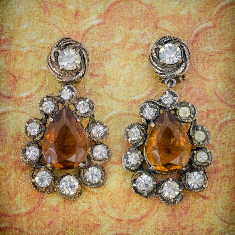 ANTIQUE VICTORIAN GOLDEN PASTE DROP EARRINGS CIRCA 1880 COVER