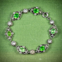 Antique Victorian Green Paste Bracelet Silver Circa 1900 cover