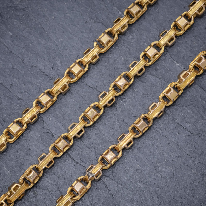 ANTIQUE VICTORIAN GUARD CHAIN 15CT GOLD LINK NECKLACE CIRCA 1880 LINKS