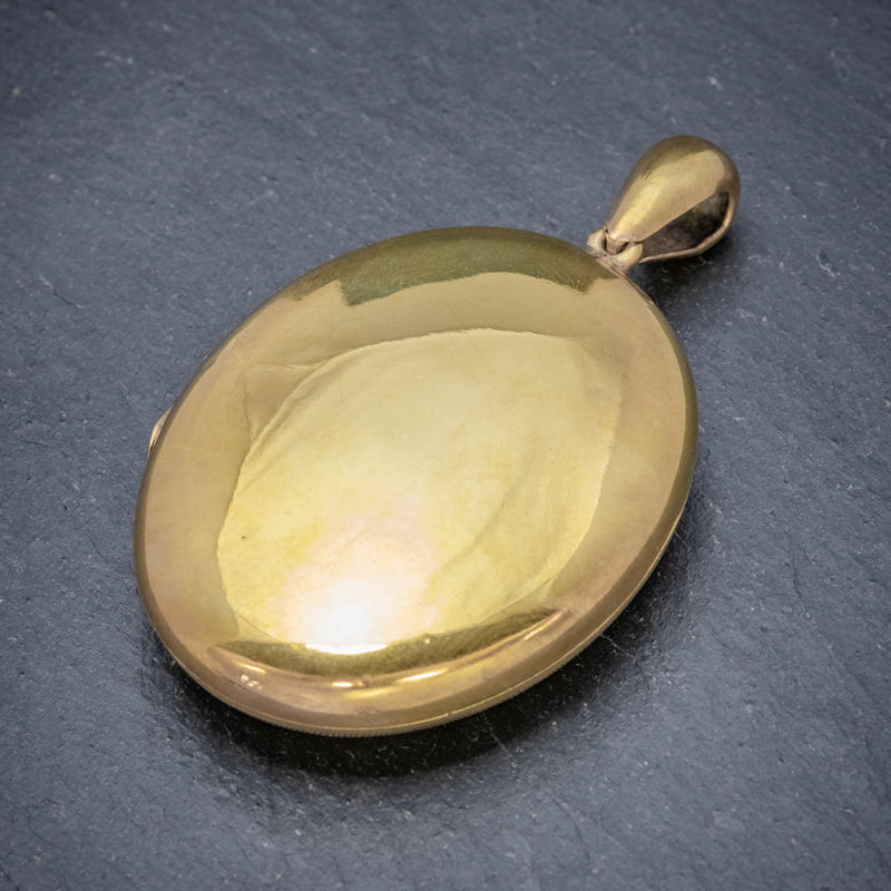 ANTIQUE VICTORIAN LOCKET 18CT GOLD ON SILVER CIRCA 1900 BACK