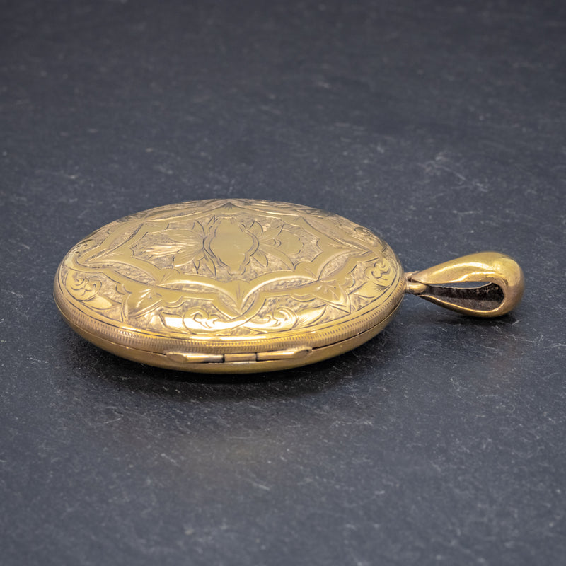 ANTIQUE VICTORIAN LOCKET 18CT GOLD ON SILVER CIRCA 1900 SIDE