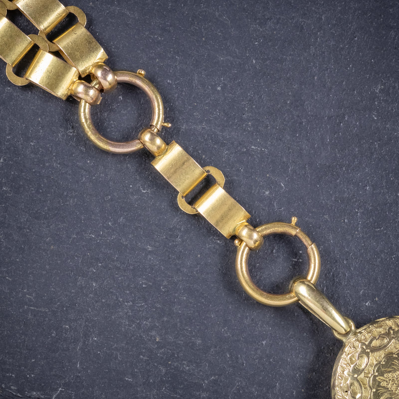 Antique Victorian Locket Collar Solid 15ct Gold Necklace Circa 1900 CLASP