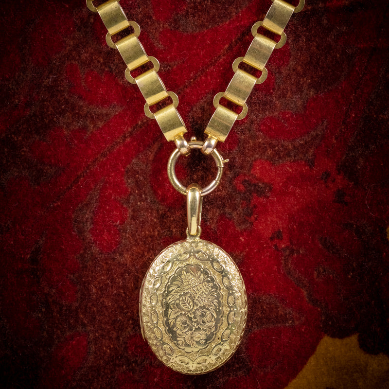 Antique Victorian Locket Collar Solid 15ct Gold Necklace Circa 1900 COVER