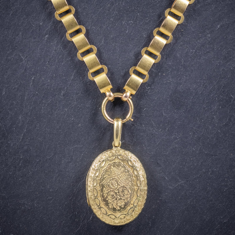 Antique Victorian Locket Collar Solid 15ct Gold Necklace Circa 1900 FRONT