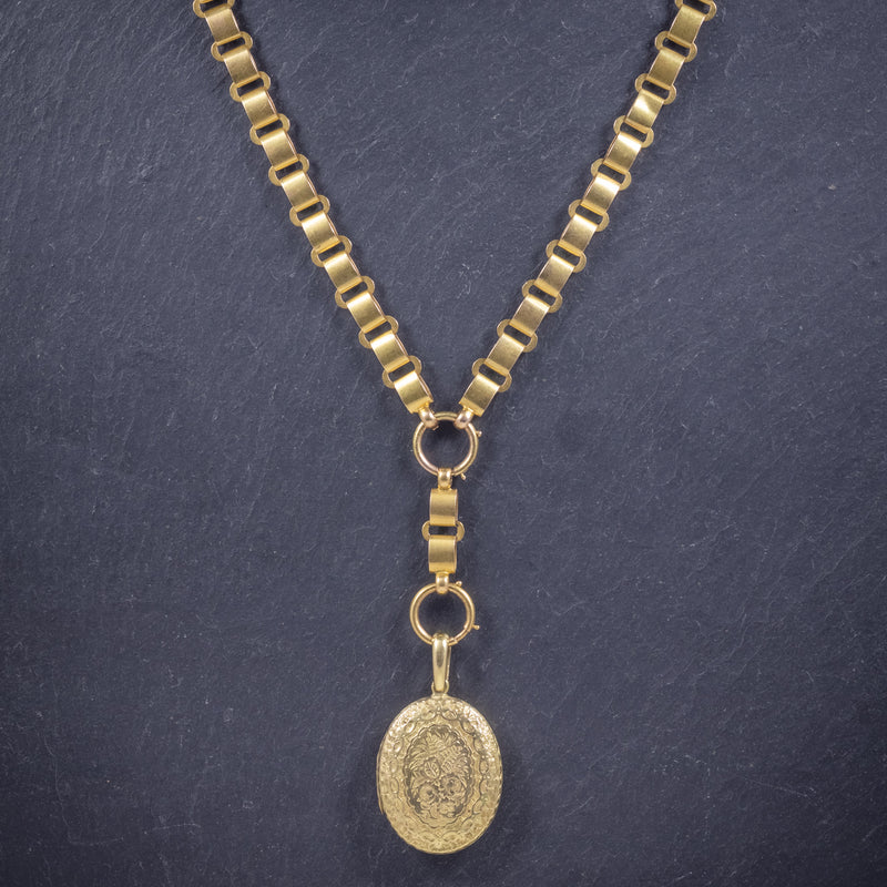 Antique Victorian Locket Collar Solid 15ct Gold Necklace Circa 1900 NECK