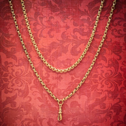 Antique Victorian Long Blecher Chain 18ct Gold On Silver Circa 1900 COVER