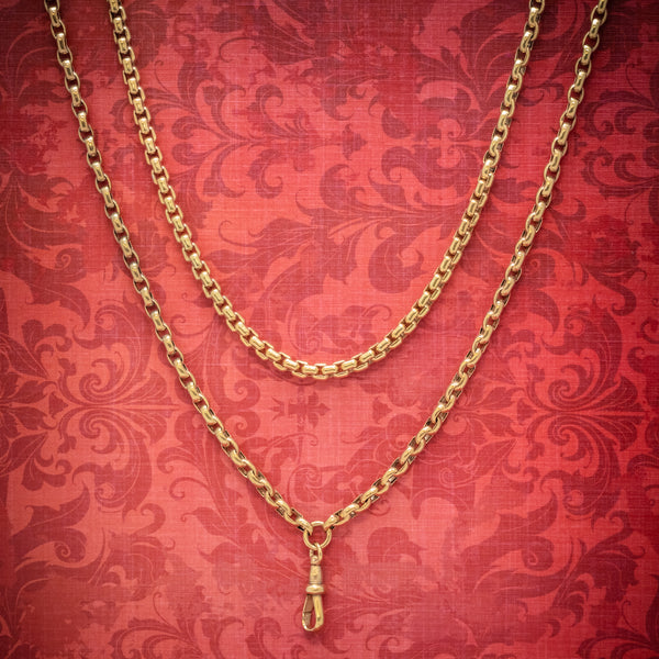 Antique Victorian Long Blecher Chain 18ct Gold On Silver Circa 1900 COVER