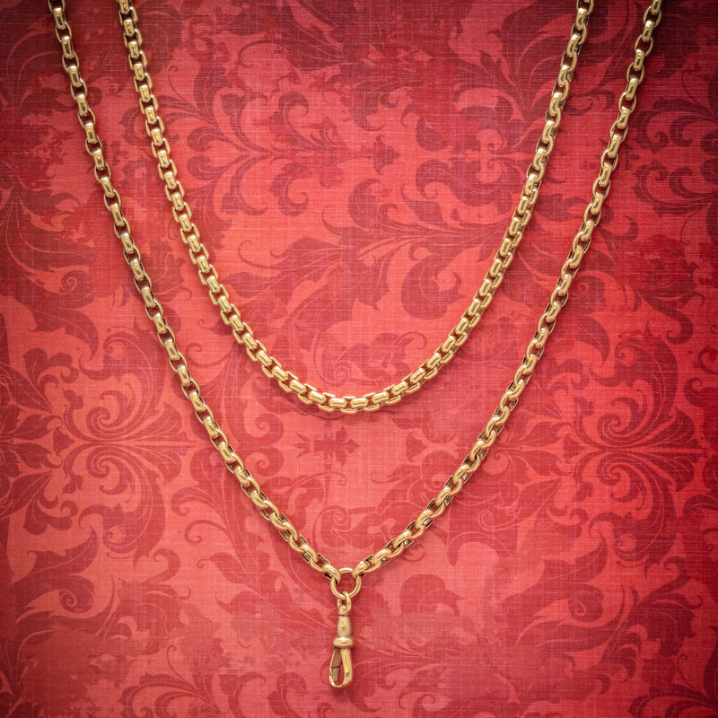 Antique Victorian Long Blecher Chain 18ct Gold On Silver Circa 1900 COVER