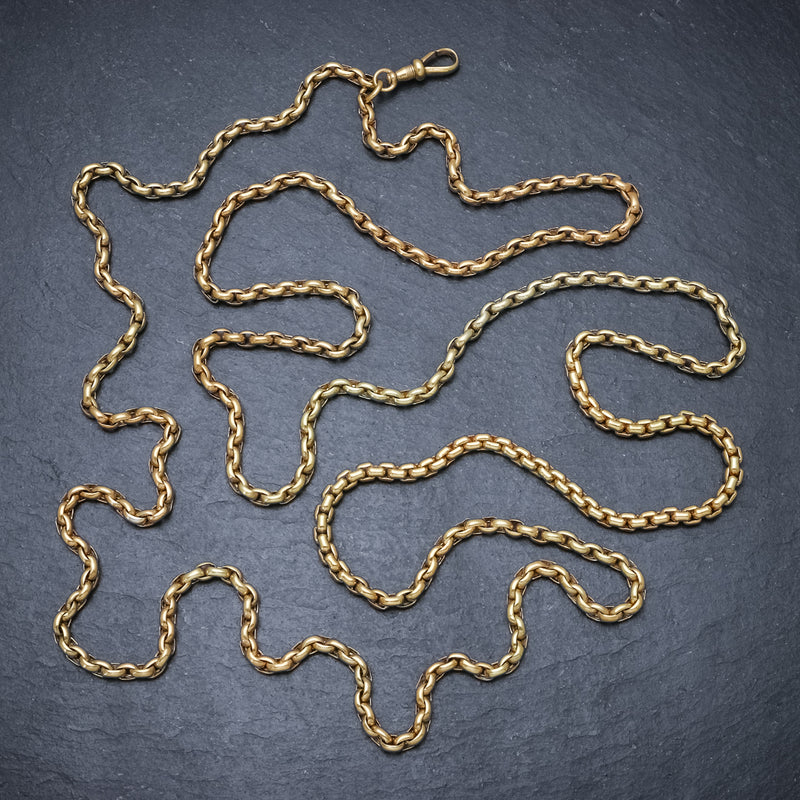 Antique Victorian Long Blecher Chain 18ct Gold On Silver Circa 1900 TOP