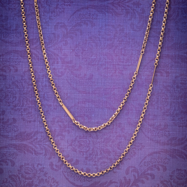 Antique Victorian Long Guard Chain 18ct Gold Cased Silver Circa 1900 COVER