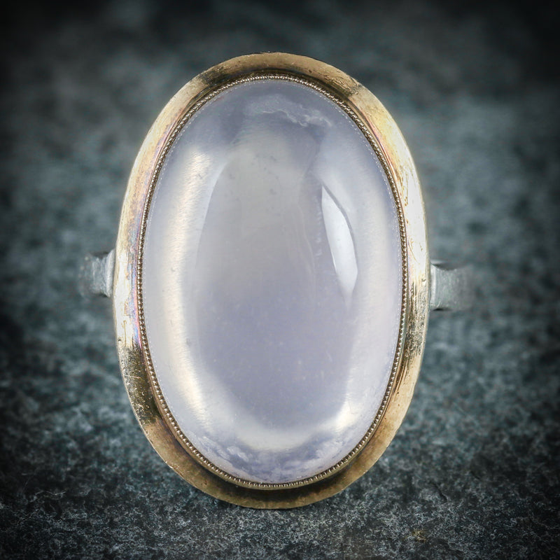 ANTIQUE VICTORIAN MOONSTONE GOLD RING CIRCA 1900 FRONT