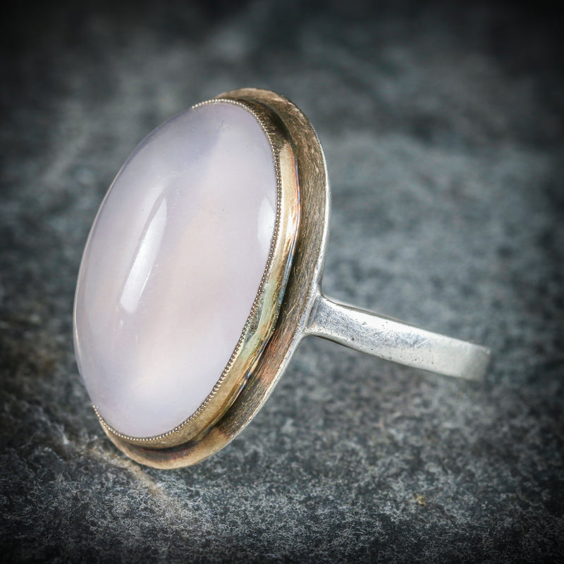 ANTIQUE VICTORIAN MOONSTONE GOLD RING CIRCA 1900 SIDE