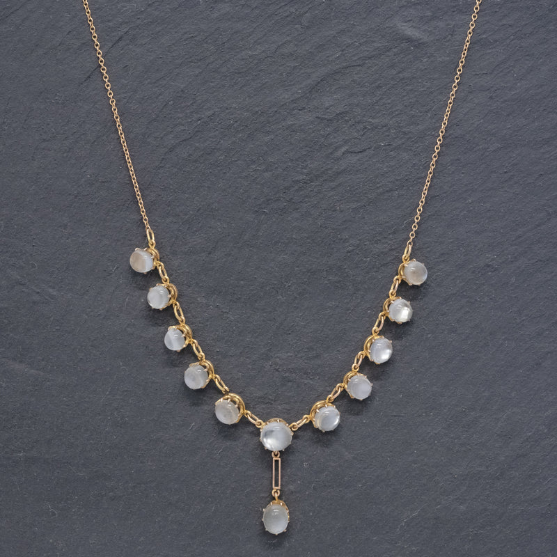 Antique Victorian Moonstone Necklace 9ct Gold Circa 1900 NECK