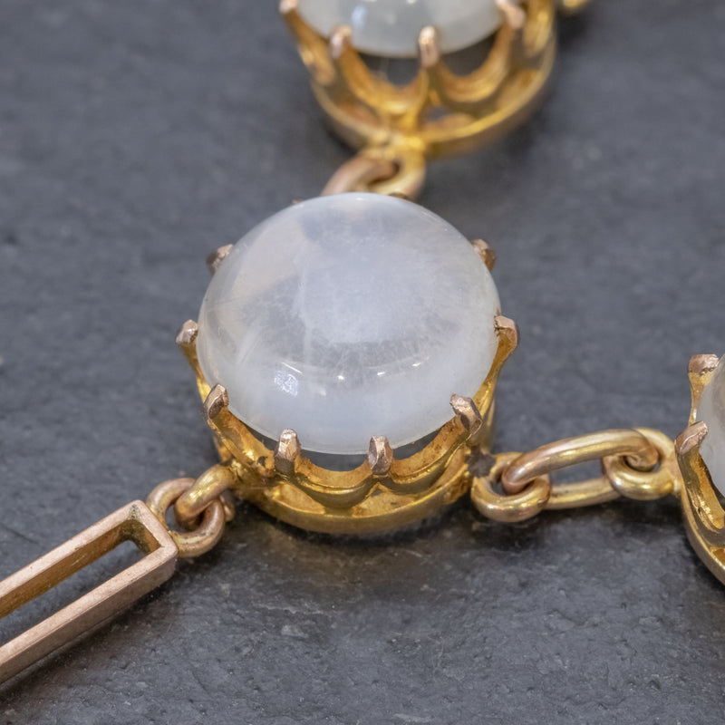 Antique Victorian Moonstone Necklace 9ct Gold Circa 1900 STONE