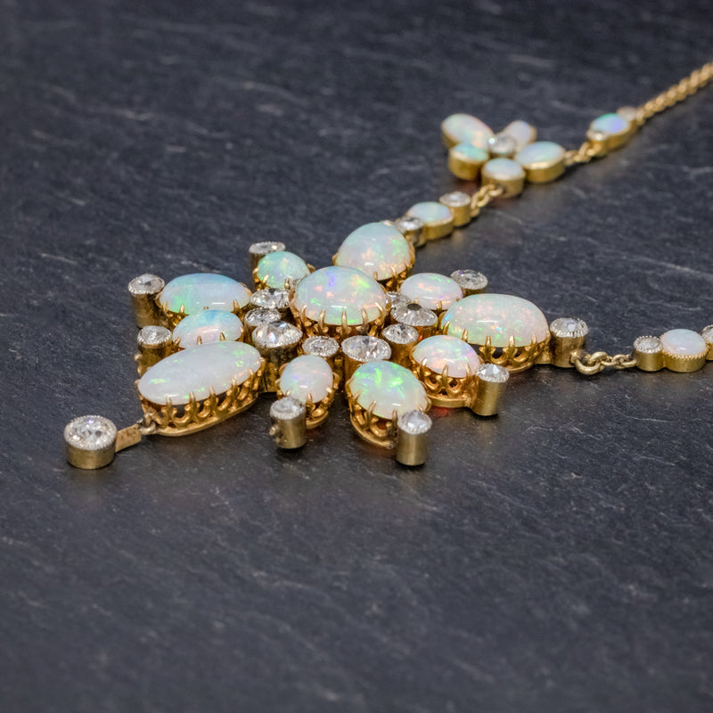 Antique opal deals and diamond necklace