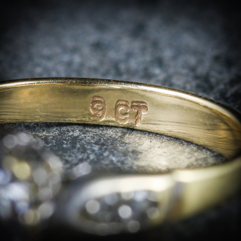 ANTIQUE VICTORIAN PASTE RING 9CT GOLD CIRCA 1900 HALLMARK