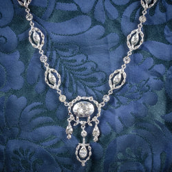 Antique Victorian Paste Stone Silver Necklace Circa 1880 Boxed COVER