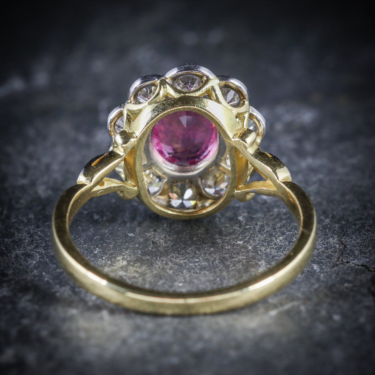 Pink sapphire antique ring top