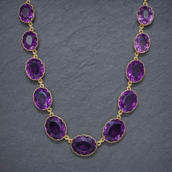 Antique Victorian Violet Paste Necklace 18ct Gold On Silver Circa 1900 FRONT