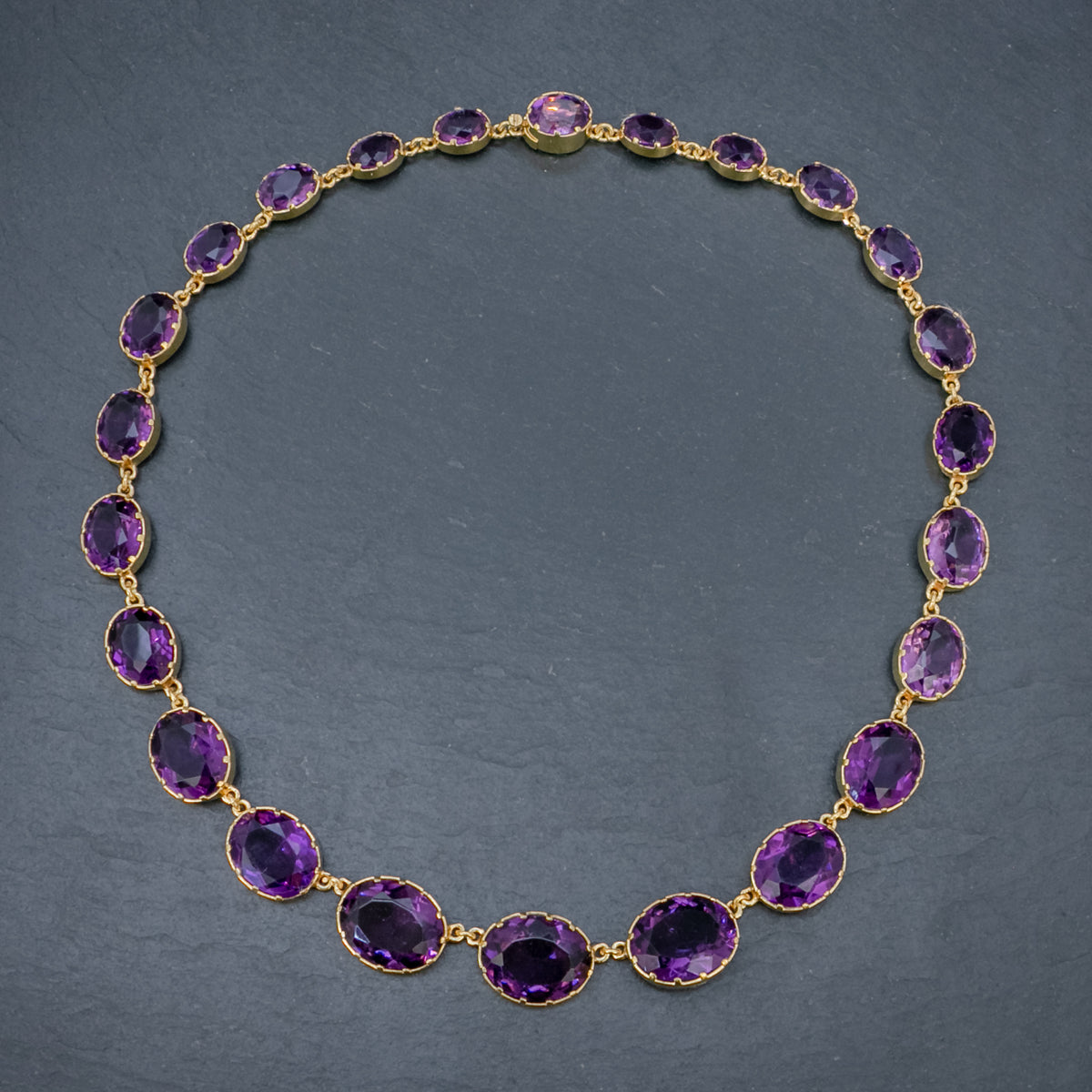 Collier Rétro Fin Couleur Or Avec Perle Violette Cloisonnée - Bijou Vintage Années 1870