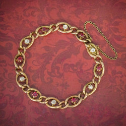 ANTIQUE VICTORIAN RUBY DIAMOND CURB BRACELET 18CT GOLD CIRCA 1880 COVER