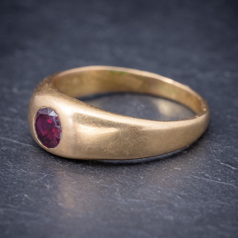 Antique Victorian Ruby Ring 18ct Gold 0.60ct Ruby Circa 1900 SIDE
