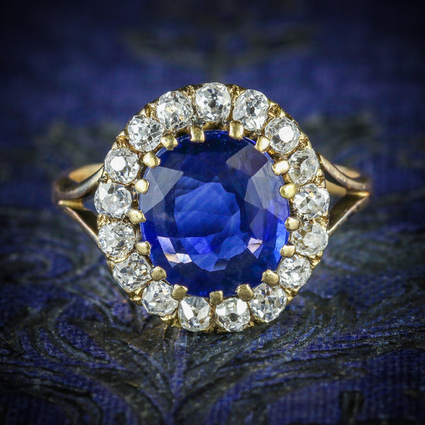 ANTIQUE VICTORIAN SAPPHIRE DIAMOND CLUSTER RING CIRCA 1880 COVER