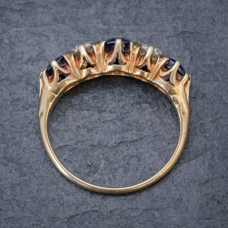 Antique Victorian Sapphire Diamond Ring 18ct Gold 1.20ct Sapphire Circa 1900 TOP